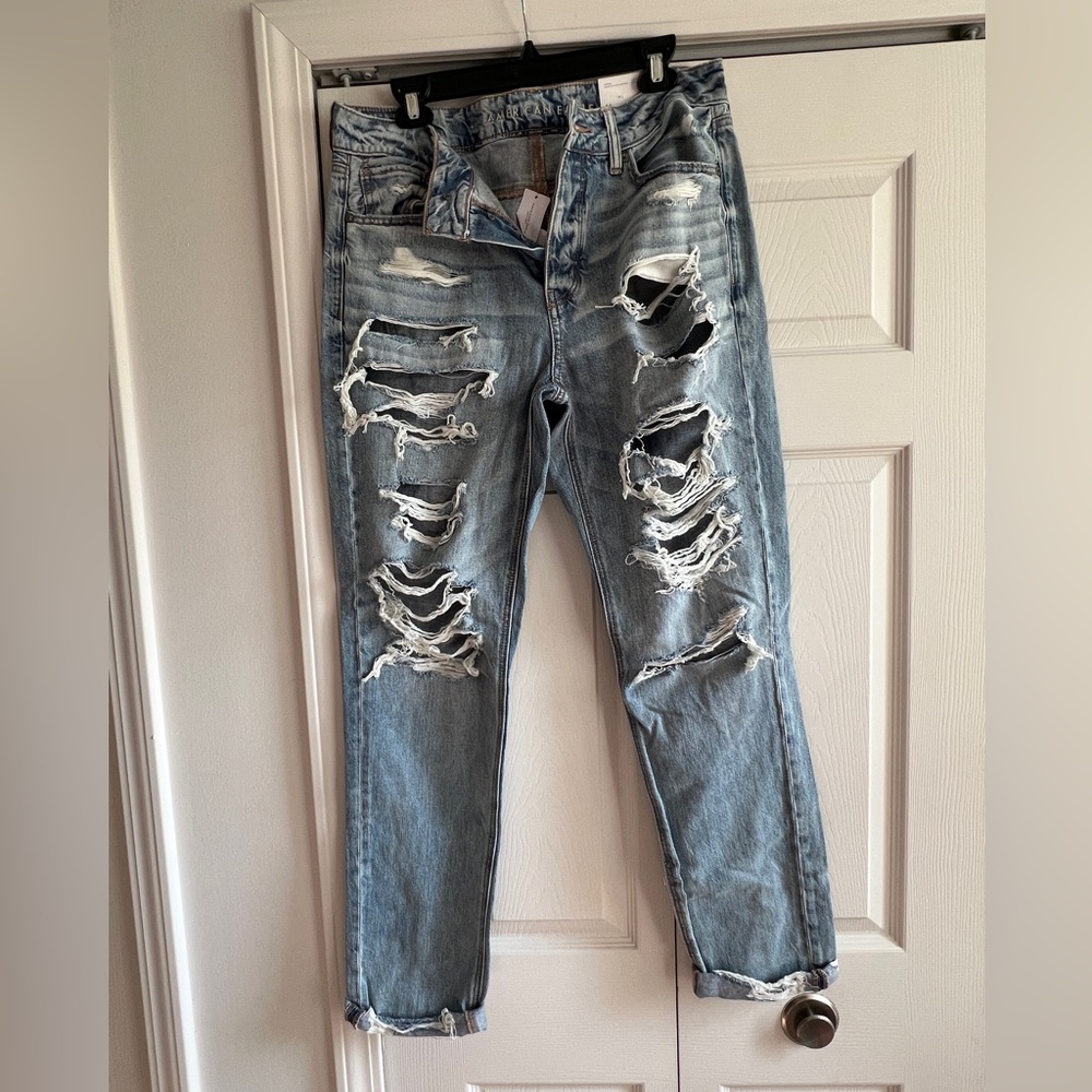 American Eagle Outfitters TOMGIRL Blue Distressed Jeans